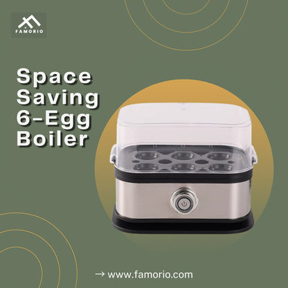 Space-Saving 6-Egg Boiler | Automatic Electric Steamer