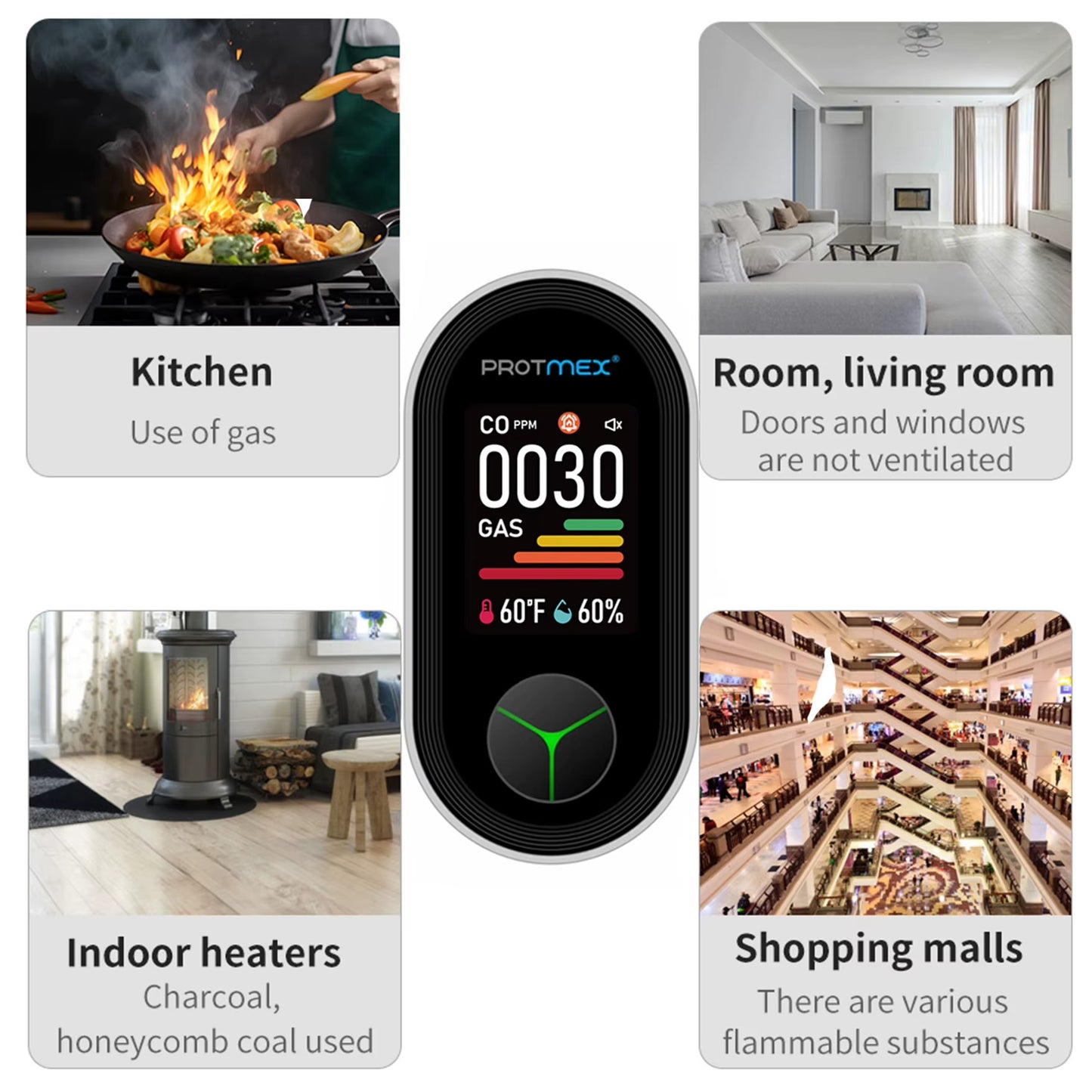 4-in-1 CO Detector with Temp